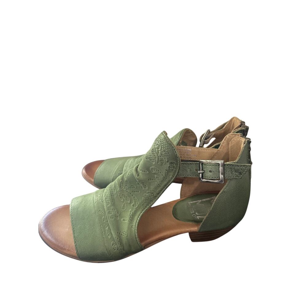Miz Mooz - Leather Wide Width Heeled Sandals - Corra - Aloe 8.5 m